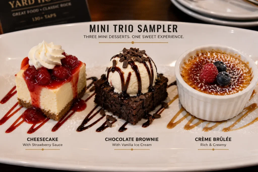 Yard House Dessert Menu Price 2026 | Best Desserts to Try Mini Trio Sampler