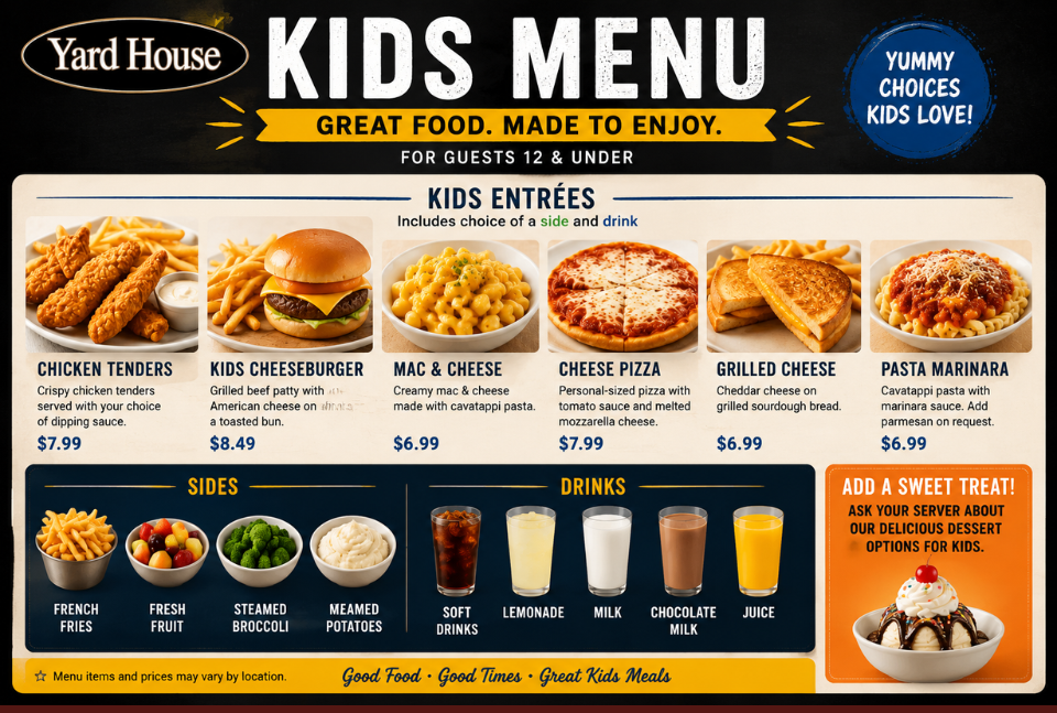 Yard House Kids Menu With Prices, Meals, and Family Favorite Yard House Kids Menu