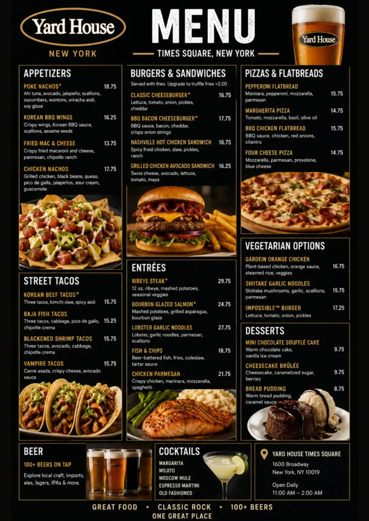 Yard House New York Menu 2026 | Best Food, Drinks, Yard House New York Menu
